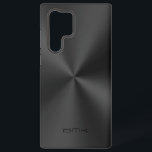 Funda Para Samsung Galaxy S22 Ultra Textura metálica negra Aspecto de acero inoxidable<br><div class="desc">Imagen simple de una textura metálica brillante,  de acero inoxidable. Monograma de texto negro de personalizable. Elegante diseño monocromático.</div>