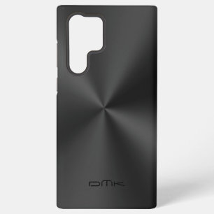 Funda Para Samsung Galaxy S22 Ultra Textura metálica negra Aspecto de acero inoxidable