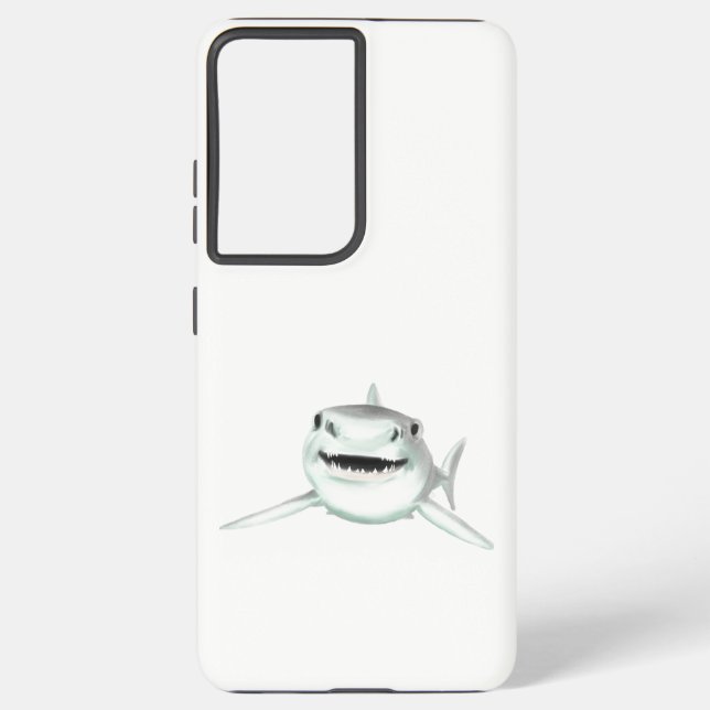 Funda Para Samsung Galaxy tiburón acuarela sonriente verde animal marino (Reverso )