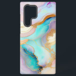 Funda Para Samsung Galaxy S22 Ultra Tinta de mármol pastel arte purpurina abstracto<br><div class="desc">Imagen de colorida textura de tinta de mármol líquido con acentos purpurinas.</div>