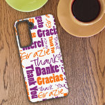 Funda Para Samsung Galaxy S21 Tipografía Multilingüe Naranja Púrpura Gracias<br><div class="desc">Este diseño presenta una nube de palabras de la tipografía "Gracias",  púrpura y naranja,  multilingüe,  en una variedad de estilos y tamaños sobre un fondo blanco. Este diseño funda puede hacer un regalo de cumpleaños divertido,  de vuelta a la escuela u otra ocasión especial.</div>