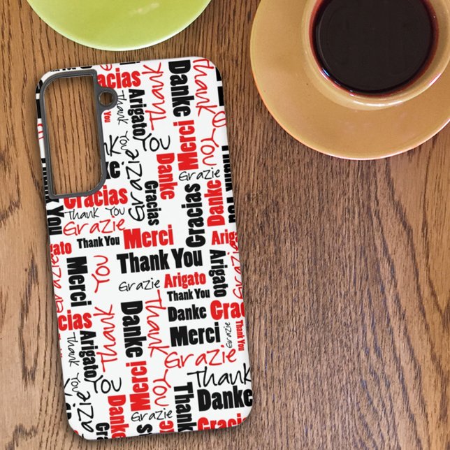 Funda Para Samsung Galaxy Tipografía roja y negra multilingüe Gracias (Subido por el creador)