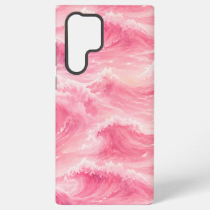 Funda Para Samsung Galaxy S22 Ultra Título: Olas del Océano en Acuarela Rosa