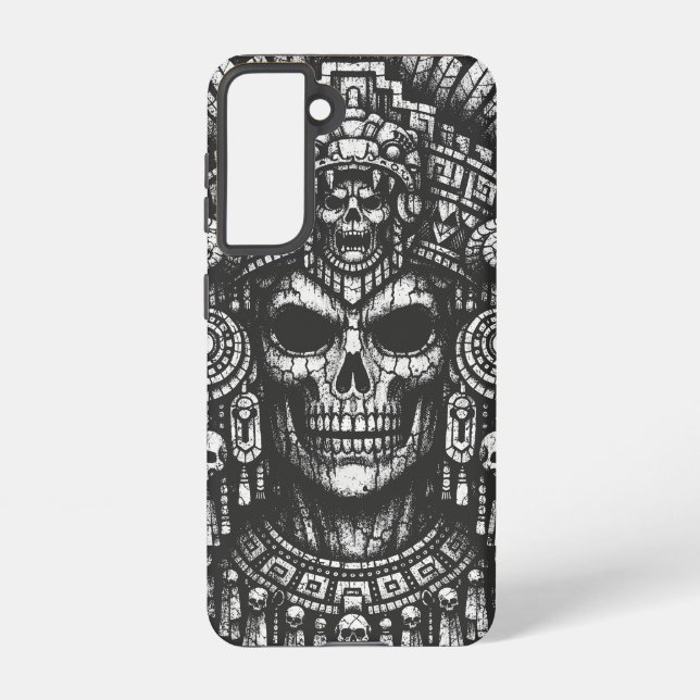 Funda Para Samsung Galaxy Tocado de cráneo azteca de BurnsInHell (Reverso )