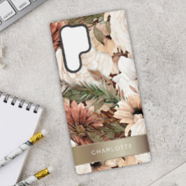 Funda Para Samsung Galaxy S22 Ultra Tonos de la Tierra Floral de Boho