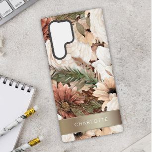Funda Para Samsung Galaxy S22 Ultra Tonos Terrosos Florales Boho