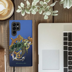 Funda Para Samsung Galaxy S22 Ultra Tortuga Marina Náutica Ancla Timón Azul