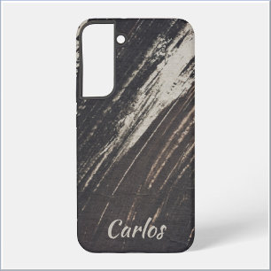 Funda Para Samsung Galaxy S22+ Trazos de pintura negra y beige masculinos y moder