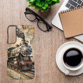 Funda Para Samsung Galaxy S22+ Tren de Vapor Vintage Personalizado | Viajes Retro