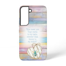 Trendy Faux Pastel Wood Heart Turquoise Bee Faith