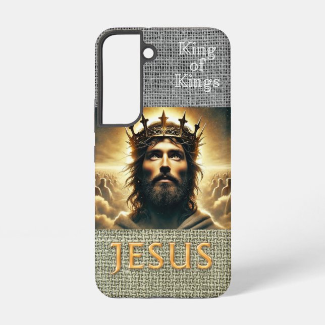 Funda Para Samsung Galaxy Trendy Scripture Hessian Jesus Gold King (Reverso )