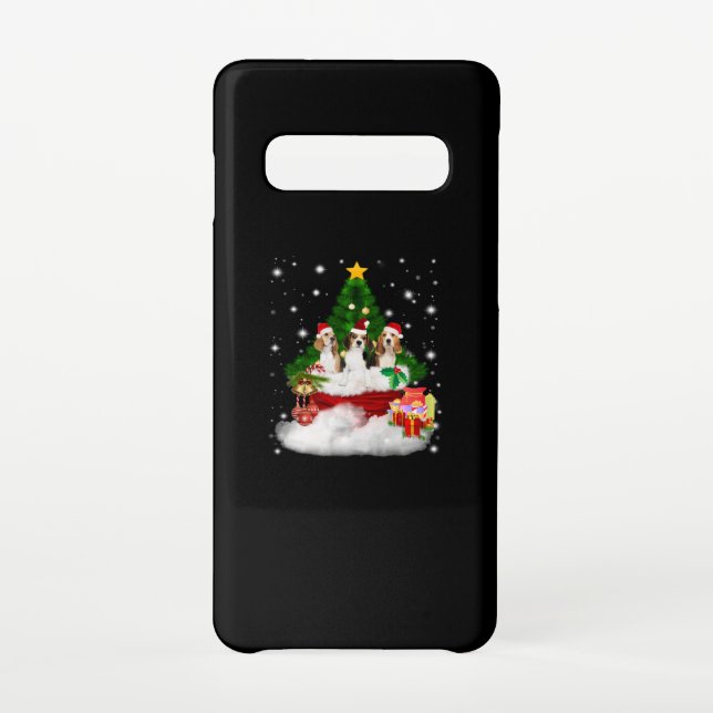 Funda Para Samsung Galaxy Tres Beagles Santa Claus con árbol de Navidad (Reverso)