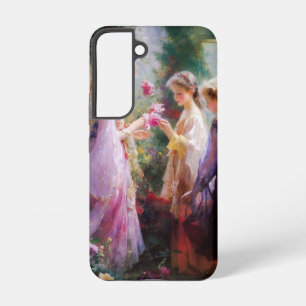 Funda Para Samsung Galaxy S22 Tres niñas jugando en un jardín
