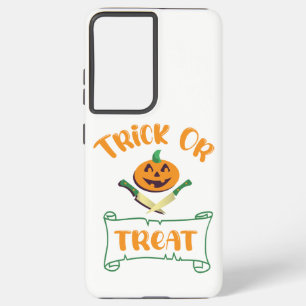 Funda Para Samsung Galaxy S21+ Trick or treat calavera Halloween cara de calabaza