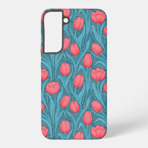Funda Para Samsung Galaxy S22+ Tulipanes en azul y rojo