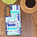 Funda Para Samsung Galaxy S22 Turquesa azul multilingüe Gracias Topografía<br><div class="desc">Este estuche de teléfono está diseñado con un collage de palabras multilingüe azul y turquesa "Gracias" en una variedad de estilos de letra sobre blanco. Gran idea de regalo para un nuevo teléfono,  cumpleaños,  de vuelta a la escuela u otra ocasión especial.</div>