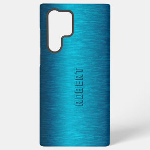 Funda Para Samsung Galaxy S22 Ultra Turquesa Metálico con Aspecto de Aluminio Bruñido