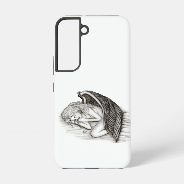 Funda Para Samsung Galaxy Un ángel dormido, diseño blanco y negro (Reverso )