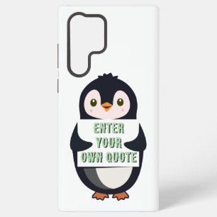 Funda Para Samsung Galaxy S22 Ultra Un pingüino sosteniendo un cartel con texto person