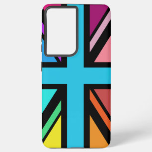 Funda Para Samsung Galaxy S21+ Unión Jack/Bandera Multicolorizado+Diseño Negro