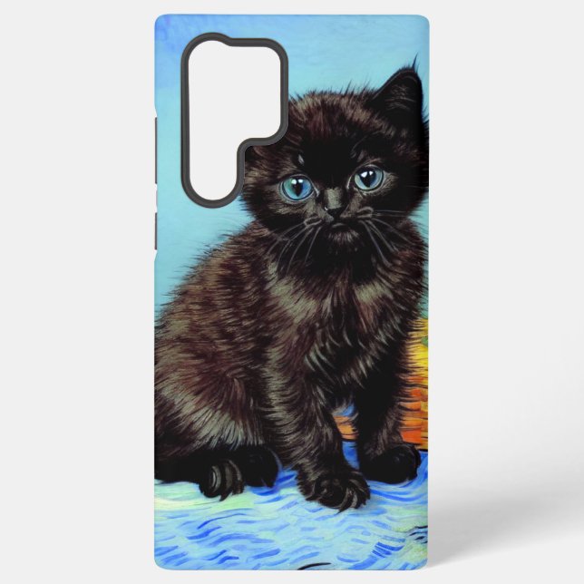 Funda Para Samsung Galaxy Van Gogh Black Kitten con yarn (Reverso )