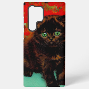 Funda Para Samsung Galaxy S22 Ultra Van Gogh Gato Negro Flores Rojas