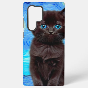 Funda Para Samsung Galaxy S22 Ultra Van Gogh Noche Estrellada Gato Negro