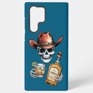 Funda Para Samsung Galaxy S22 Ultra Vaquero Esqueleto para Amantes de Tequila y Whisky