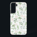 Funda Para Samsung Galaxy S22  Vegetación acuática y flores blancas personalizada<br><div class="desc">Personalizable Samsung Galaxy Funda con acuarela patrón de hojas de eucalipto,  follaje y flores blancas Personaliza añadiendo tu propio nombre o añadiendo una frase corta. Este Funda Samsung Galaxy es perfecto como un regalo personalizado.</div>
