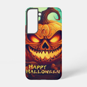 Funda Para Samsung Galaxy S22 Velas de Calabaza Brillantes Árboles Retorcidos Ar