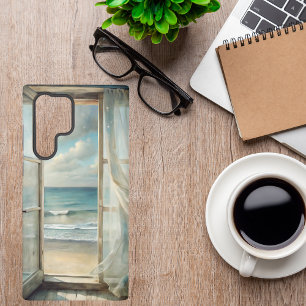 Funda Para Samsung Galaxy S22 Ultra Ventana a una brisa oceánica acuarela   Costero