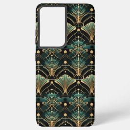 Funda Para Samsung Galaxy S21+ Ventilador inspirado en el arte esmeralda y el oro