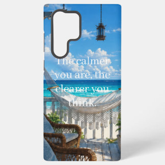 Funda Para Samsung Galaxy S22 Ultra Veranda costera con hamaca y mar turquesa