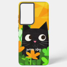 Funda Para Samsung Galaxy S21 Ultra Verano Vibes Personalizadas Floral Gato Negro