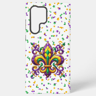 Funda Para Samsung Galaxy S22 Ultra Verde morado Mardi Gras fleur de lis