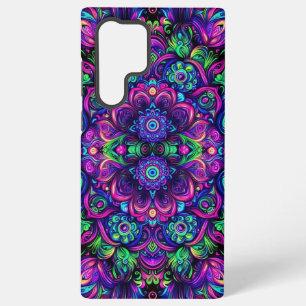 Funda Para Samsung Galaxy S22 Ultra Vibrante diseño de Kaleidoscope con luz negra