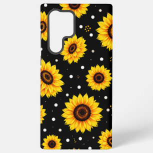 Funda Para Samsung Galaxy S22 Ultra Vibrante patrón de lunares de girasol Samsung negr