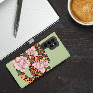 Funda Para Samsung Galaxy S22 Ultra Vibrante serpiente de maíz Flores de peonía rosada