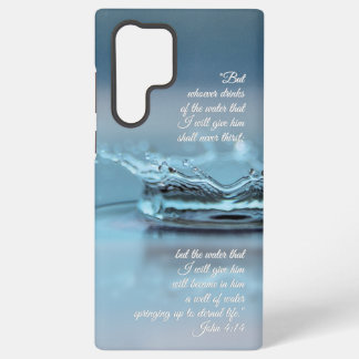 Funda Para Samsung Galaxy S22 Ultra Vida de Agua Azul nunca sed Versículo Bíblico Juan