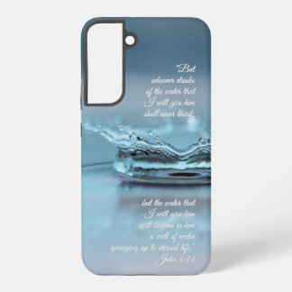 Funda Para Samsung Galaxy S22+ Vida de Agua Azul nunca sed Versículo Bíblico Juan
