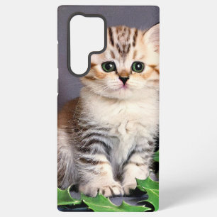 Funda Para Samsung Galaxy S22 Ultra Vintage Christmas Kitten and Holly
