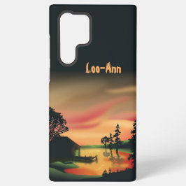 Funda Para Samsung Galaxy S22 Ultra Vintage Green Naranja Red Landscape Sunset