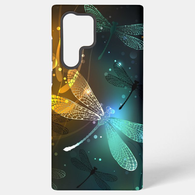 Funda Para Samsung Galaxy Vuelo de libélula luminosa verde (Reverso )