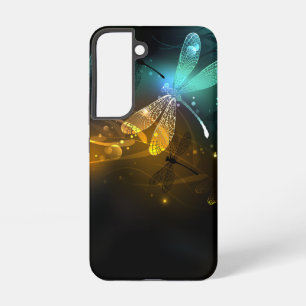 Funda Para Samsung Galaxy S22 Vuelo de libélula luminosa verde