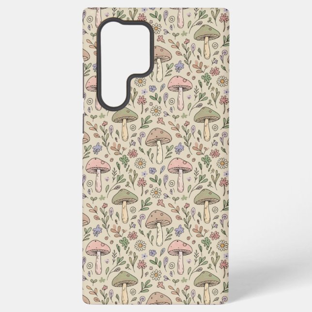Funda Para Samsung Galaxy Warm Beige Fungi Seamless Pattern (Reverso )