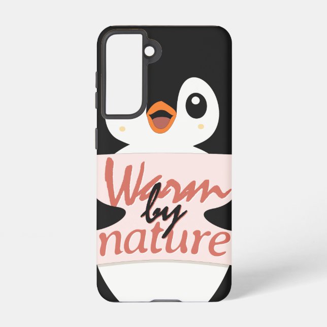 Funda Para Samsung Galaxy Warm by nature: Adorable Penguin with Playful Text (Reverso )