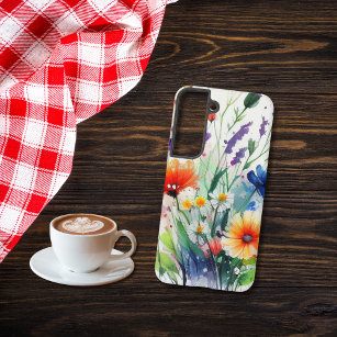 Funda Para Samsung Galaxy S22 Watercolor Florals Flores silvestres moda femenina
