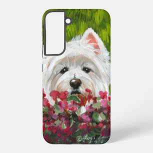 Funda Para Samsung Galaxy S22+ Westie y flores rosas