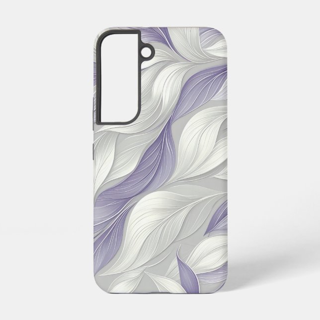Funda Para Samsung Galaxy White Purple Leaf Elegant Pattern (Reverso )