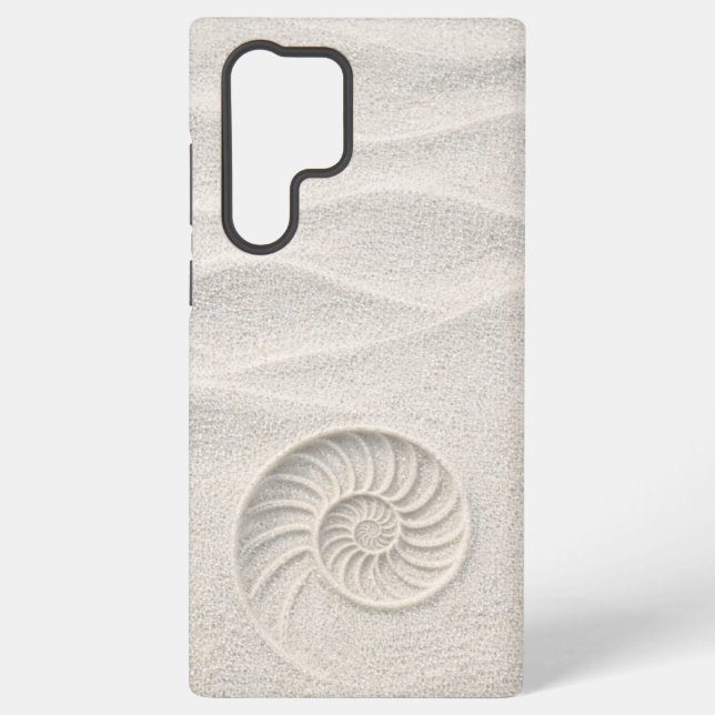 Funda Para Samsung Galaxy White Shimmer Sand Nautilus Shell Coastal (Reverso )